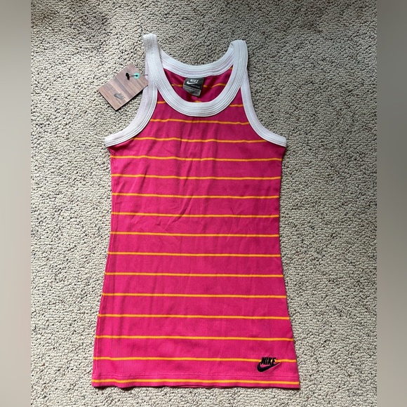 Nike New with tag Pink and Yellow Striped Tank Sz Small 4-6 - Picture 1 of 6